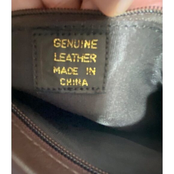 Leather Crossbody Clutch with Removable Strap in Brown with Gold Accents 11"x 7" - Picture 2 of 10